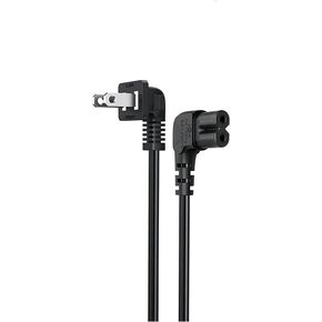 TV Right Angle AC Power Cord, 6ft 2-Prong to L-Shaped Power Cable Replacement for Samsung Philips Toshiba LG Sony Sharp Panasonic Vizio LED TV Sky Box, Black