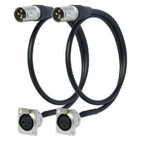 XLR to 1/4 Cable, Black, 2 FT, D Type Male XLR to 1/4 (6.35mm) TRS Male Adapter, Quarter Inch to XLR Microphone Cables for Pro Audio, Studio, Mic Mixer, Amplifier Interconnect, Pack of 2