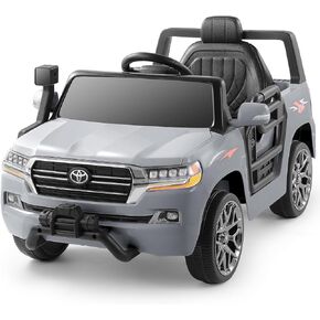 ELEMARA Toyota Ride on Car, 12V7AH Electric Cars for Toddlers with DIY Building Blocks & Storage Area, 3.5mph, Battery Car for Kids, Ride on Truck with Remote Control, 3 Speeds, Bluetooth-Black