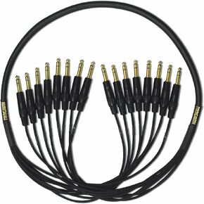 Mogami Gold 8 TRS-TRS-20 Audio Snake Cable, 8 Channel Fan-Out, Balanced 1/4" TRS Male Plugs, Gold Contacts, Straight Connectors, 20 Foot