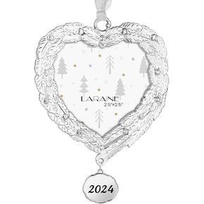 Laraine Christmas Tree Ornaments – Decorative Hanging 2024 Holiday Keepsake Gift Pendant with 2.5" Photo Frame Insert for Picture of Pet (Wreath)