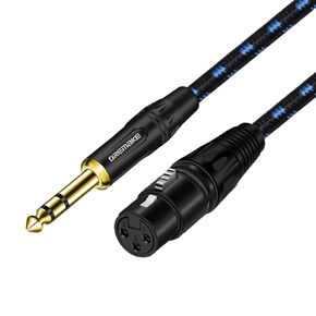DREMAKE TRS 1/4 Inch to XLR Cable 20FT, XLR 3-Pin Female to Quarter Inch Male Patch Balanced Cord, XLR to Jack 6.35mm TRS Signal Interconnect Cable for Power Amplifier, Speaker System, Audio Console
