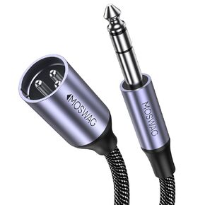 MOSWAG 1/4" to XLR Cable, 6 Ft XLR Male to 1/4 Inch TRS Male Cable, Braided Jack 6.35mm to XLR Male 3Pin Guitar Cable for Amplifiers, Microphones, Mixers, Recoder, Home Theater and More