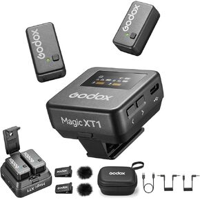 GODOX Wireless Lavalier Microphone, Power & Storage Integrated, OLED Touchscreen, Noise Cancellation Wireless Mic for Cameras, Smartphone, PC, TikTok, YouTube (Magic XT1)