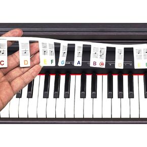 Piano Key Stickers, Removable Piano Keyboard Note Labels, Colorful 88 Key Full Size Silicone Reusable Piano Note Stickers for Beginners, No Need Stickers