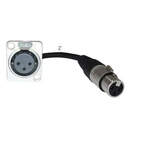 2ft Pigtail: XLR Female Panel Mount to XLR Female Plug (Black)