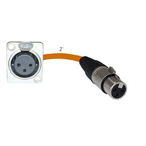 2ft Pigtail: XLR Female Panel Mount to XLR Female Plug (Black)