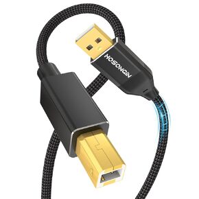 HOSONGIN USB Printer Cable 3FT，USB A to USB B Printer Cable，High-Speed Printer Cord for for Piano, Midi Keyboard, Mixer, Speaker, Instrument,Nylon Braided