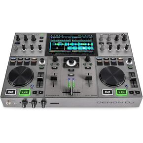 Denon DJ PRIME GO+ Portable DJ Controller and Mixer, 2 Decks, Wi-Fi Streaming, Bluetooth, Lights Control, 7" Touchscreen and Rechargeable Battery