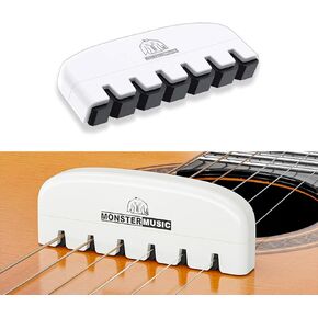 Guitar Mute Silencer Dual Head Guitar Strings Cleaner Eraser, Silicone Guitar Mute Silence Pad String Mute Noise Reducer and Fret Care(White)