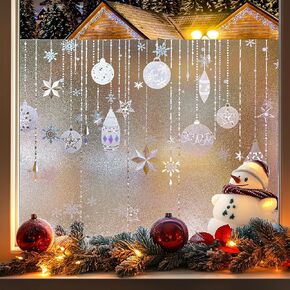 Snowflakes Privacy Window Film Christmas Decorations Frosted Glass Window Film Window Cling Non-Adhesive Anti UV Removable Opaque Static Cling for Bathroom Kids Room Rental 23.6 x 78.7 in