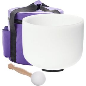 8 Inch 432hz Heart Chakra Crystal Singing Bowl, F Note Frosted Quartz Sound Heaing Tools For Meditation, Mindfulness, Sound Therapy, Energy Healing, Traval Bag Included