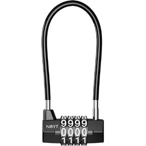 AMIR 4 Digit Combination Padlock, Long Shackle Resettable Padlock, Waterproof Handle Padlock for School, Employee, Gym, Sports Locker, Gate, Case, Toolbox, Fence, Bike, Luggage