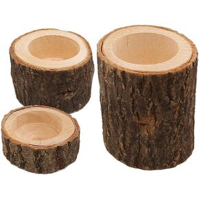 Wooden Tea Light Candle Holders Set of 6, Personalized Natural Wooden Votive Tealight Holder for Rustic Centerpieces for Table, Great for Home, Wedding Various Festivals Decoration
