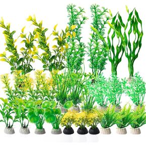 COMSUN 10 Pack Artificial Aquarium Plants, Small Size 4 to 4.5 inch Approximate Height Fish Tank Decorations Home Décor Plastic