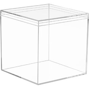 Clear Acrylic Square Cube Plastic Box, Plastic Rectangle Cube Containers with Lid, Storage Boxes 7.9x7.9x7.9 Inches for Tiny Jewelry Beads, Coins, Craft Supplies, Sewing Home Organizers in Kuwait