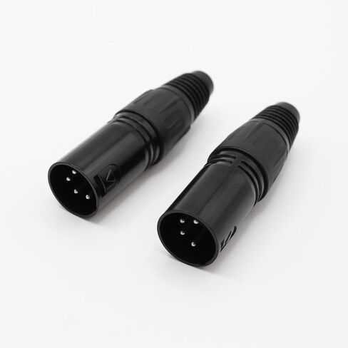 4-Pin XLR Cable Connector XLR 4 Pin Male Plug Connector Mic Cable Plug Connector Audio Adapter for Microphone, Mixers, Black, 2 Pack in Kuwait