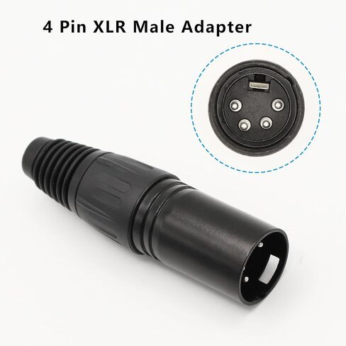 4-Pin XLR Cable Connector XLR 4 Pin Male Plug Connector Mic Cable Plug Connector Audio Adapter for Microphone, Mixers, Black, 2 Pack in Kuwait