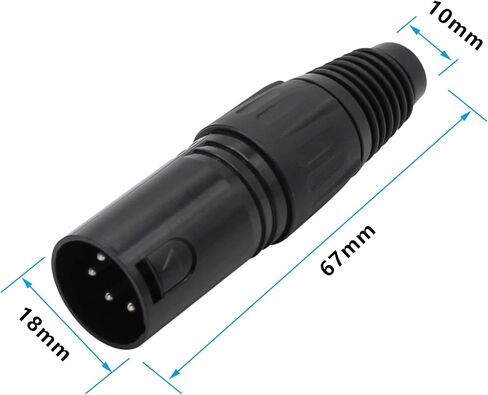 4-Pin XLR Cable Connector XLR 4 Pin Male Plug Connector Mic Cable Plug Connector Audio Adapter for Microphone, Mixers, Black, 2 Pack in Kuwait
