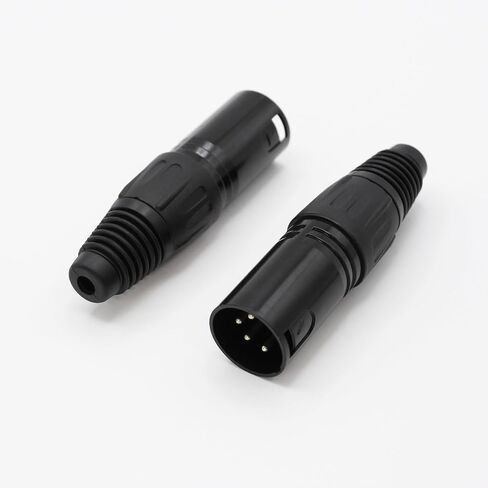 4-Pin XLR Cable Connector XLR 4 Pin Male Plug Connector Mic Cable Plug Connector Audio Adapter for Microphone, Mixers, Black, 2 Pack in Kuwait