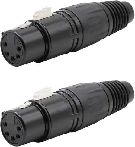 4-Pin XLR Cable Connector XLR 4 Pin Male Plug Connector Mic Cable Plug Connector Audio Adapter for Microphone, Mixers, Black, 2 Pack in Kuwait
