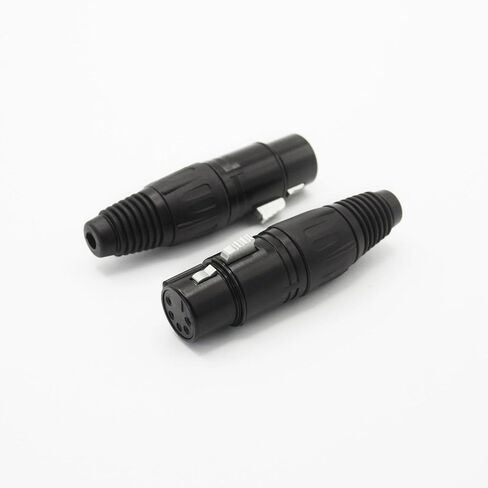 4-Pin XLR Cable Connector XLR 4 Pin Male Plug Connector Mic Cable Plug Connector Audio Adapter for Microphone, Mixers, Black, 2 Pack in Kuwait