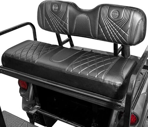 طقم أغطية مقاعد ماسية متدرجة من NOKINS Yamaha، أغطية مقاعد الفينيل الأمامية لعربة الجولف تناسب وسادة مقعد Yamaha Drive/Drive 2 OEM العادية، لا تتطلب دباسة (ألياف الكربون الأسود والأسود) in Kuwait