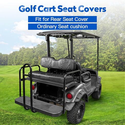 طقم أغطية مقاعد ماسية متدرجة من NOKINS Yamaha، أغطية مقاعد الفينيل الأمامية لعربة الجولف تناسب وسادة مقعد Yamaha Drive/Drive 2 OEM العادية، لا تتطلب دباسة (ألياف الكربون الأسود والأسود) in Kuwait