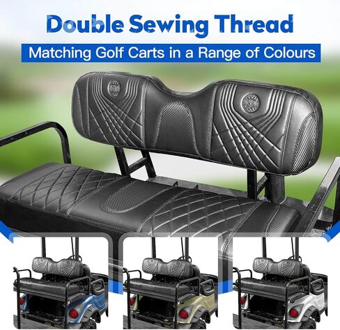 طقم أغطية مقاعد ماسية متدرجة من NOKINS Yamaha، أغطية مقاعد الفينيل الأمامية لعربة الجولف تناسب وسادة مقعد Yamaha Drive/Drive 2 OEM العادية، لا تتطلب دباسة (ألياف الكربون الأسود والأسود) in Kuwait