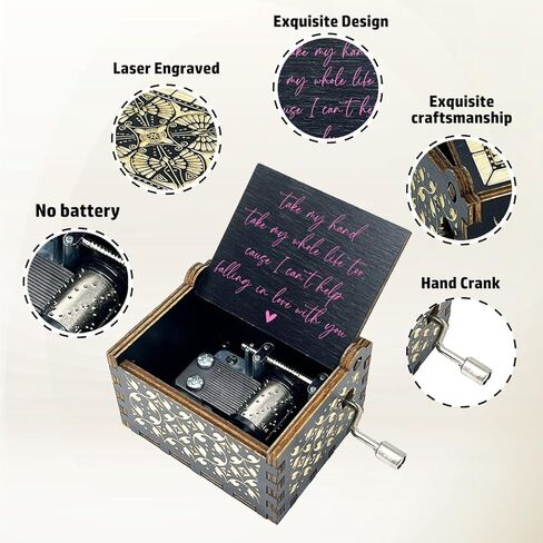 ukebobo Wooden Music Box - Can’t Help Falling in Love Music Box,for The Lover Or Boyfriend,Valentine’s Day Gifts, Birthday Gifts, 1 Set in Kuwait