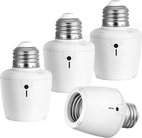 SURAIELEC Light Sensor Socket, Dusk to Dawn Sensor, E26 E27 Light Bulb Socket Adapter, Automatic Photocell Socket for Outdoor Lighting, Porch Light, Post Lamps, Non-Flickering, Black, 4 Pack in Saudi Arabia