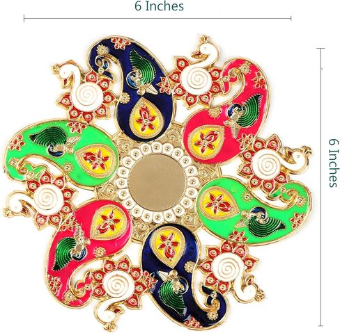 CHERKRAFT ديوالي الاكريليك رانجولي الإستنسل اليدوية رانجولي ملصق ديكور المنزل الطابق الحجارة الزخرفية (تصميم 7) in Kuwait