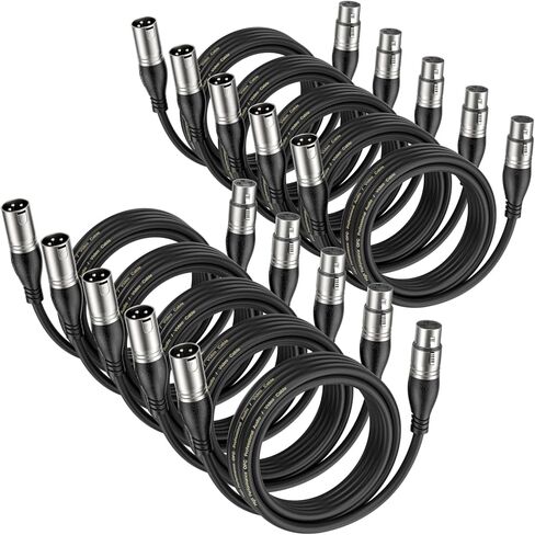 كابل EBXYA XLR بطول 50 قدم عبوتين - كابل ميكروفون متوازن ممتاز مع كابل مكبر صوت XLR ذكر إلى أنثى بثلاثة دبابيس، أسود in Kuwait