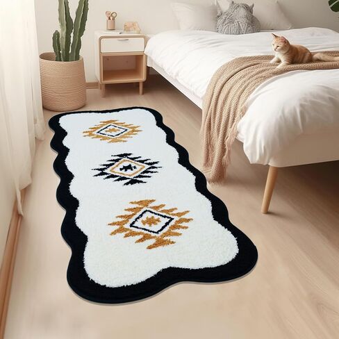 Boho Bathroom Rug 20'' X 32'' Non-Slip Washable Western Bath Mat Absorbent Soft Small Bath Mat Black Aztec Rug for Bathroom Farmhouse Rug for Bedroom Entryway Kitchen in Saudi Arabia