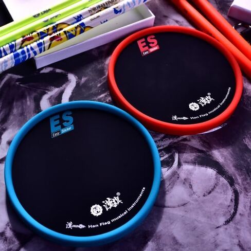 Hanflag Easy Sticker Drum Pad for practice (Black Base with Blue Rim),Stick-On Practice Pad, 6 inch Drum Pad, Drum Practice Pad, Easy taking Pad, Portable Pad, Small size Drum Pad,BBU. Christmas Gift. in Kuwait