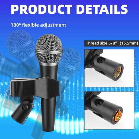 2 Pcs Universal Microphone Clip Holder Mic Clips for Stands, Microphone Clip Mic Holder Mic Clip with 5/8" Male 3/8" Female Mic Stand Adapter Mic Holder for Stand Microphone Clip for Mic Stand in Saudi Arabia