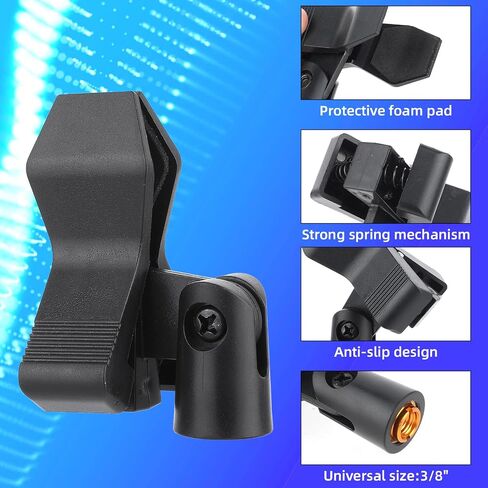 2 Pcs Universal Microphone Clip Holder Mic Clips for Stands, Microphone Clip Mic Holder Mic Clip with 5/8" Male 3/8" Female Mic Stand Adapter Mic Holder for Stand Microphone Clip for Mic Stand in Saudi Arabia