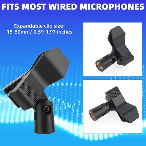 2 Pcs Universal Microphone Clip Holder Mic Clips for Stands, Microphone Clip Mic Holder Mic Clip with 5/8" Male 3/8" Female Mic Stand Adapter Mic Holder for Stand Microphone Clip for Mic Stand in Saudi Arabia