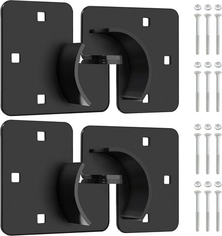 IRONWALLS 2 Packs Hidden Shackle Padlock Hasp Silver, Heavy Duty Puck Lock Holder Mounting Bracket for Round Puck Lock Diameter within 2-7/8"/73mm, Steel Puck Lock Hasps for Trucks, Trailer Door Locks in Kuwait