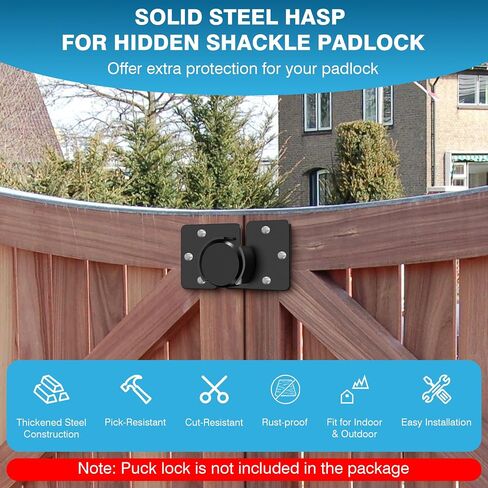 IRONWALLS 2 Packs Hidden Shackle Padlock Hasp Silver, Heavy Duty Puck Lock Holder Mounting Bracket for Round Puck Lock Diameter within 2-7/8"/73mm, Steel Puck Lock Hasps for Trucks, Trailer Door Locks in Kuwait