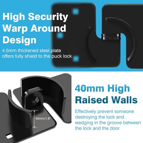 IRONWALLS 2 Packs Hidden Shackle Padlock Hasp Silver, Heavy Duty Puck Lock Holder Mounting Bracket for Round Puck Lock Diameter within 2-7/8"/73mm, Steel Puck Lock Hasps for Trucks, Trailer Door Locks in Kuwait