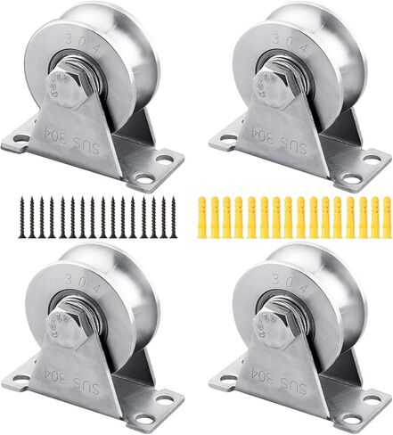 Cable Pulley Wheel Stainless Steel, U Groove Wheel Pulley Block 1 Pack Super Silent Wall Mounted Pulley Block, Double Bearing Rope Pulley for Gym Equipment, Pulley System, Sliding Gate in Kuwait