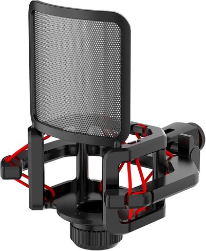 Microphone shock mount with Filter Screen for Lewitt RAY LCT-240 Pro LCT 440 Pure LCT 441 FLEX Compatible with protruding stems (d≤23 mm) like the AKG C series,ect (Red) in Saudi Arabia