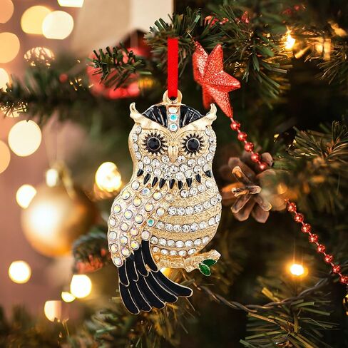 FLYAB Metal Owl Christmas Ornaments 2024 Owl Ornaments for Christmas Tree Owl Decor Christmas Ornaments Gifts for Women Girls Mom Sisters Owl Lovers in Saudi Arabia