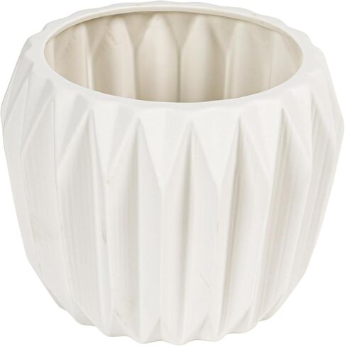 Bloomingville Modern Stoneware Fluted Planter, Matte Grey 8 Inch x 6 Inch in Saudi Arabia
