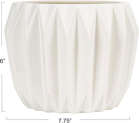 Bloomingville Modern Stoneware Fluted Planter, Matte Grey 8 Inch x 6 Inch in Saudi Arabia