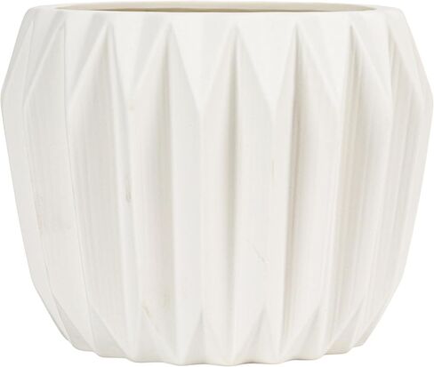 Bloomingville Modern Stoneware Fluted Planter, Matte Grey 8 Inch x 6 Inch in Saudi Arabia