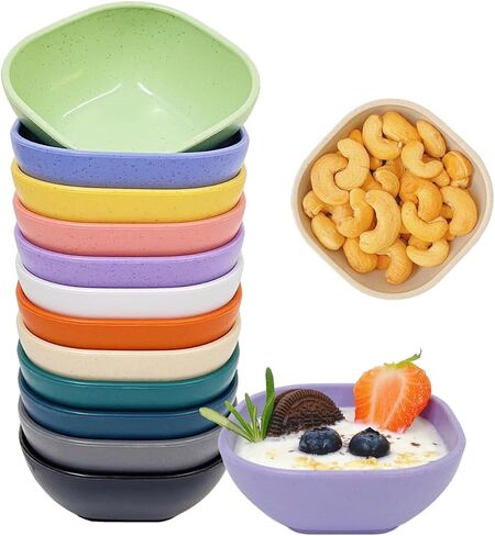 8 Pack Small Bowls, 4.5 OZ Wheat Straw Bowls Soy Sauce Dish, Unbreakable Dessert Bowls, Assorted Colors Dipping Sauce Cups, Small Plastic Bowls Prep Bowls for Side Dishes, Dessert, Snacks, Sauce in Saudi Arabia
