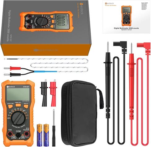 Neoteck 2000 Counts Digital Multimeter Voltmeter Tester with NCV, LCD for AC/DC Voltage&Current, Resistance, Capacitance, Live Wire, Frequency, Temperature, Duty Cycle, Continuity, Diode Measuring-Red in Saudi Arabia