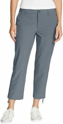 Eddie Bauer Capri Pants for Women with Side Zipprer Cargo Pocket - Women's Hiking Pants with Belt Loop - Ripstop Capri (Blue, 10) in Saudi Arabia